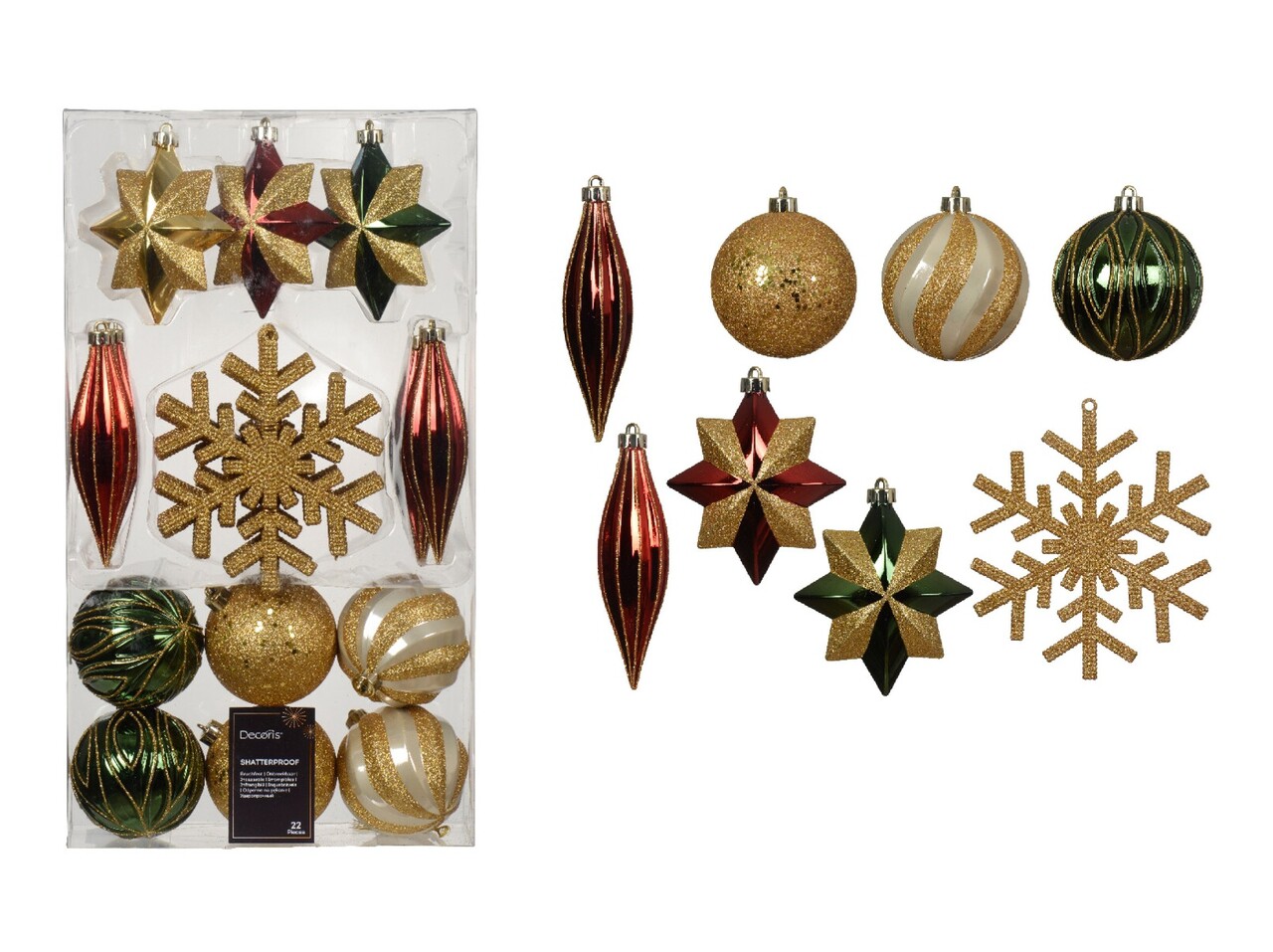 Cutie cu 22 globuri asortate Winter mix, Decoris, 8 cm, plastic, multicolor - imagine 4